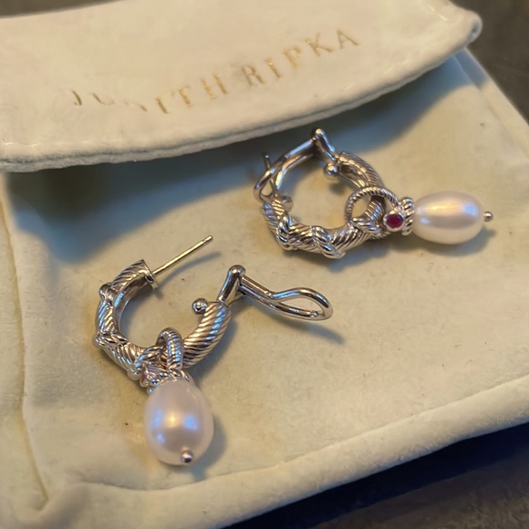 Judith Ripka sterling rope hoop earrings - Picture 9 of 11